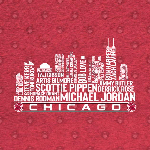 Chicago Basketball Team All Time Legends, Chicago City Skyline by Legend Skyline